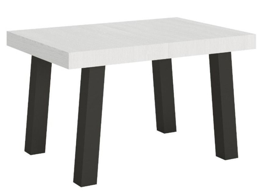 Table à manger rectangulaire blanc et pieds métal anthracite Bidy 130 cm - Photo n°1