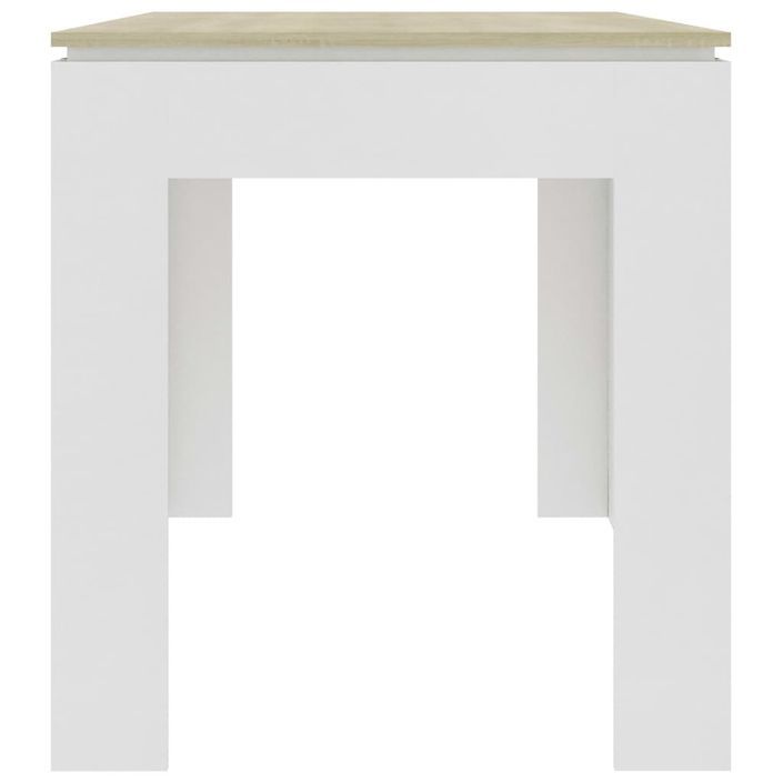 Table à manger rectangulaire bois blanc et chêne Sonoma Modra 140 cm - Photo n°4