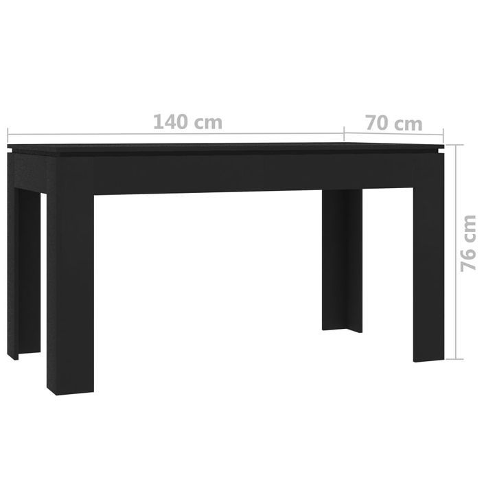Table à manger rectangulaire bois noir brillant Modra 140 cm - Photo n°5