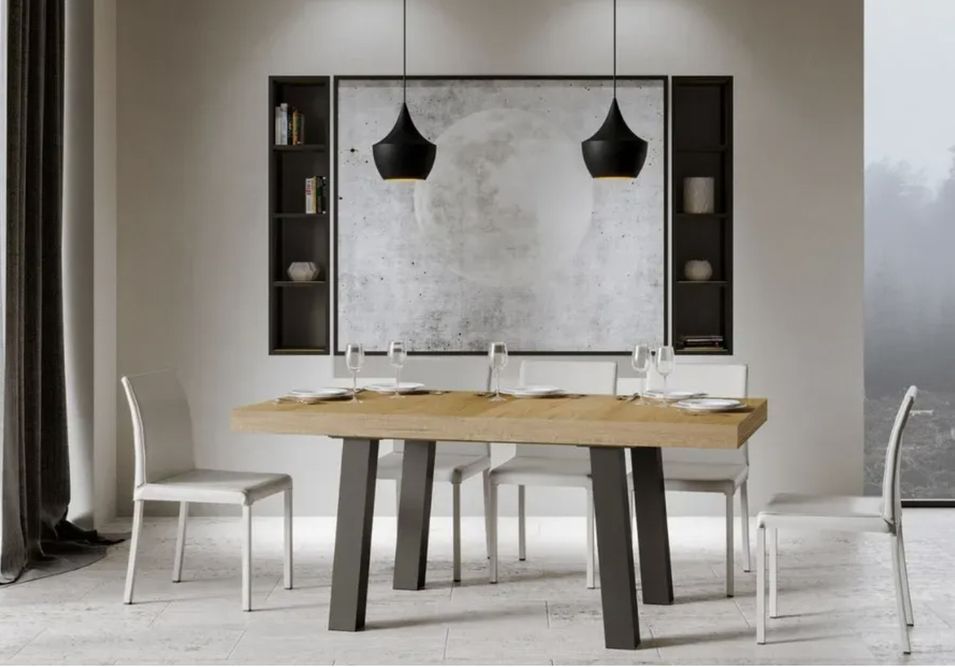 Table à manger rectangulaire bois clair et pieds métal anthracite Bidy 130 cm - Photo n°2