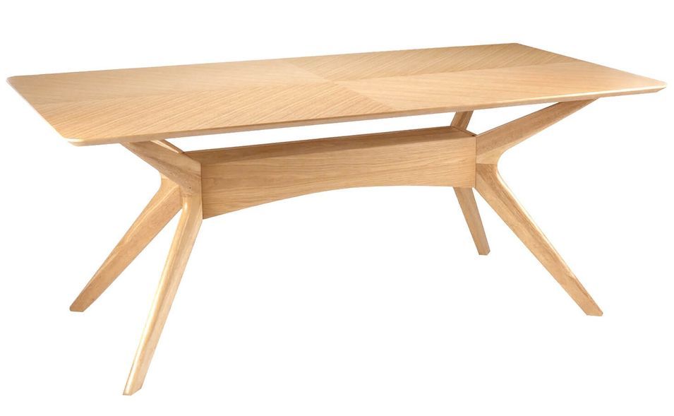 Table à manger rectangulaire bois d'hévéa finition en chêne Klerg - Photo n°1