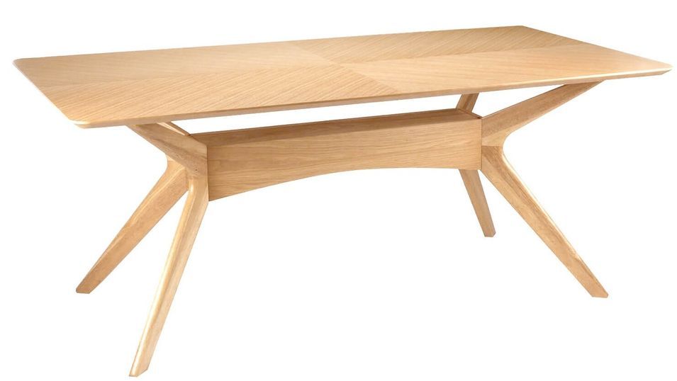 Table à manger rectangulaire bois d'hévéa finition en chêne Klerg - Photo n°6