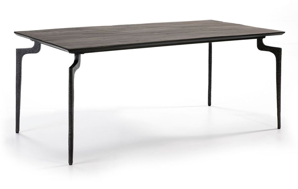 Table à manger rectangulaire bois et métal Roua noir L 180 cm - Photo n°1