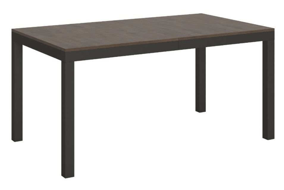 Table à manger rectangulaire bois foncé et métal anthracite Evy 160 cm - Photo n°1