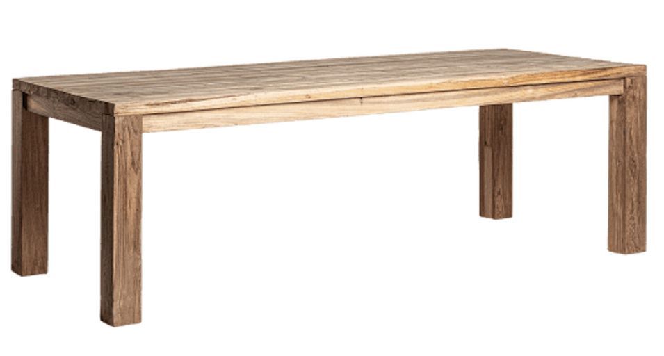 Table à manger rectangulaire bois massif naturel vieilli style colonial Rubha 240 cm - Photo n°1