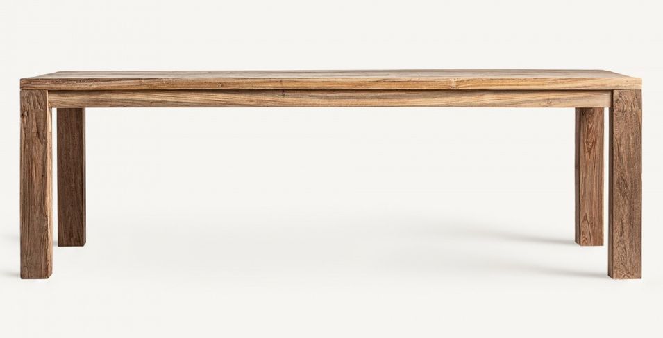 Table à manger rectangulaire bois massif naturel vieilli style colonial Rubha 240 cm - Photo n°2