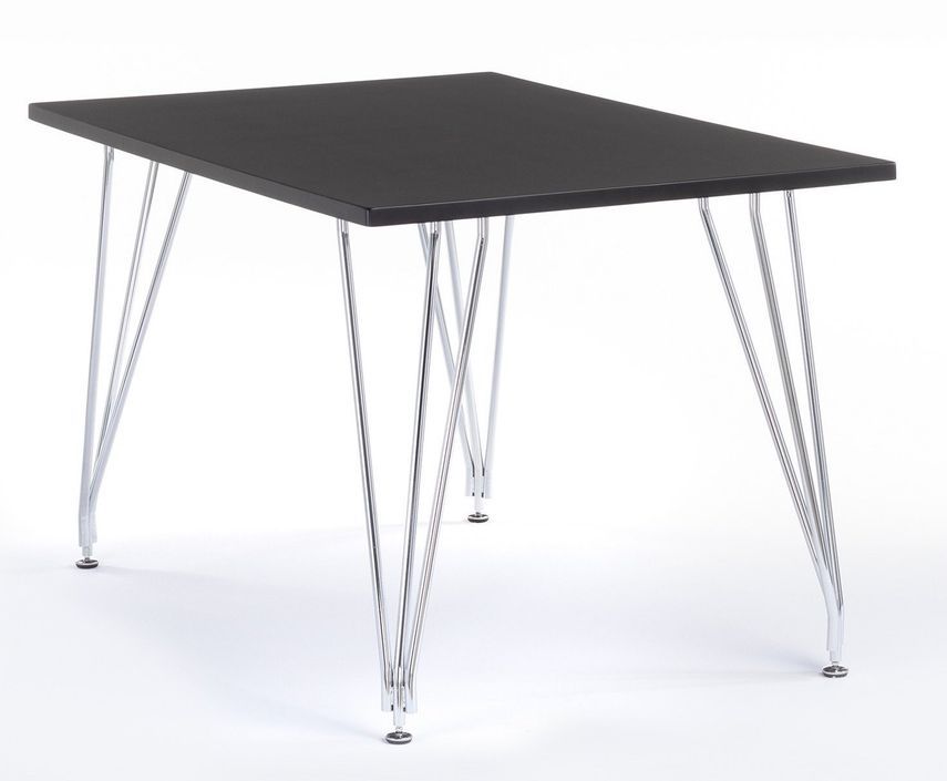 Table à manger rectangulaire bois noir mat et acier chromé Diza 120 cm - Photo n°1