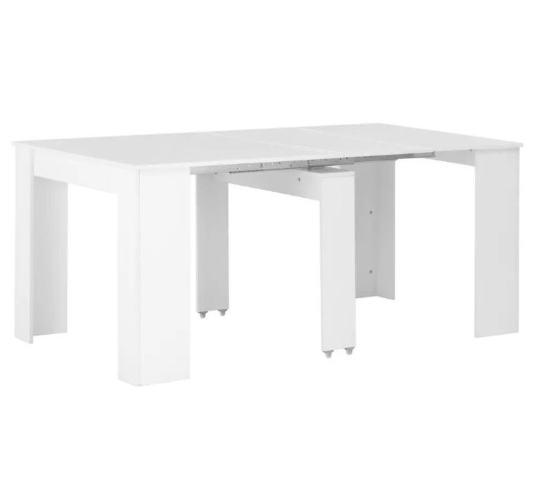 Table console extensible carrée nblanc brillant 90/133/175 cm Lamio - Photo n°2