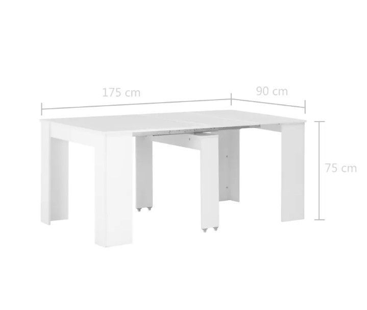 Table console extensible carrée nblanc brillant 90/133/175 cm Lamio - Photo n°8