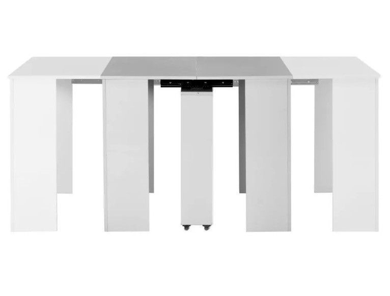 Table console extensible carrée nblanc brillant 90/133/175 cm Lamio - Photo n°1