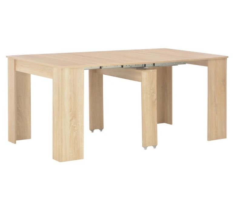 Table console extensible carrée chêne clair 90/133/175 cm Lamio - Photo n°2