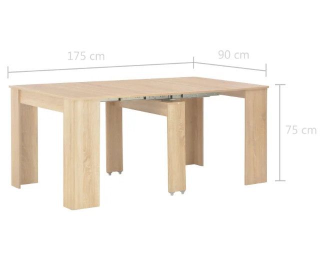 Table console extensible carrée chêne clair 90/133/175 cm Lamio - Photo n°8