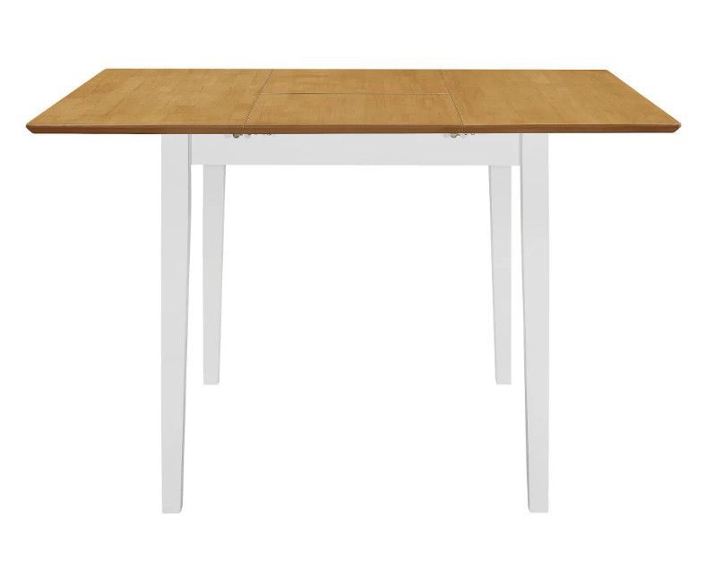 Table à manger rectangulaire extensible hévéa clair et blanc - Photo n°4