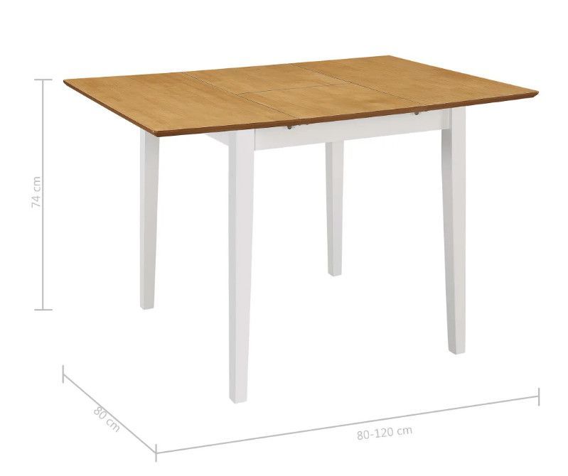 Table à manger rectangulaire extensible hévéa clair et blanc - Photo n°6