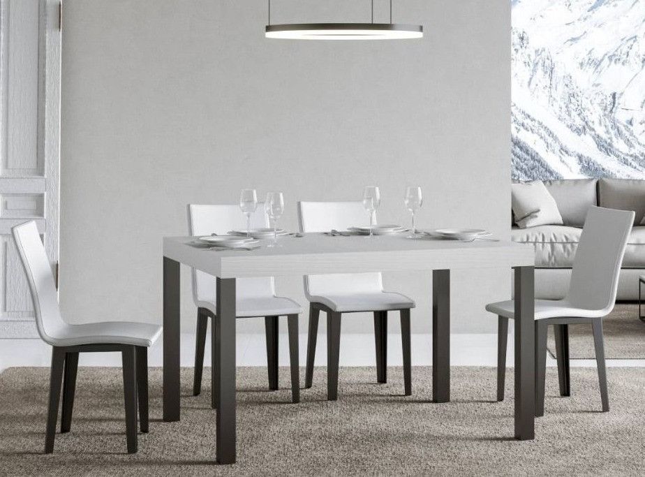 Table à manger rectangulaire frêne blanc et métal anthracite Evy 180 cm - Photo n°2