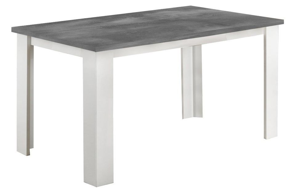 Table à manger rectangulaire gris béton et blanc brillant Sting 160 cm - Photo n°1