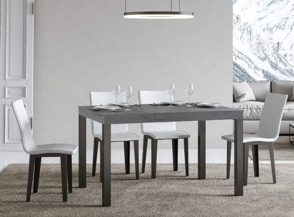 Table à manger rectangulaire gris béton et métal anthracite Evy 180 cm - Photo n°2