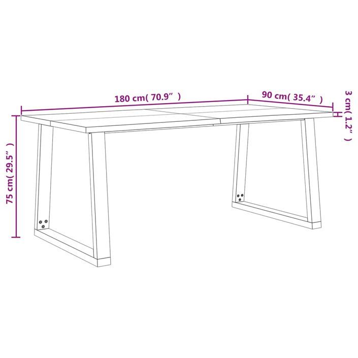 Table à manger rectangulaire industrielle Gaby - Plateau bois d'acacia et pieds en acier noir - Photo n°9