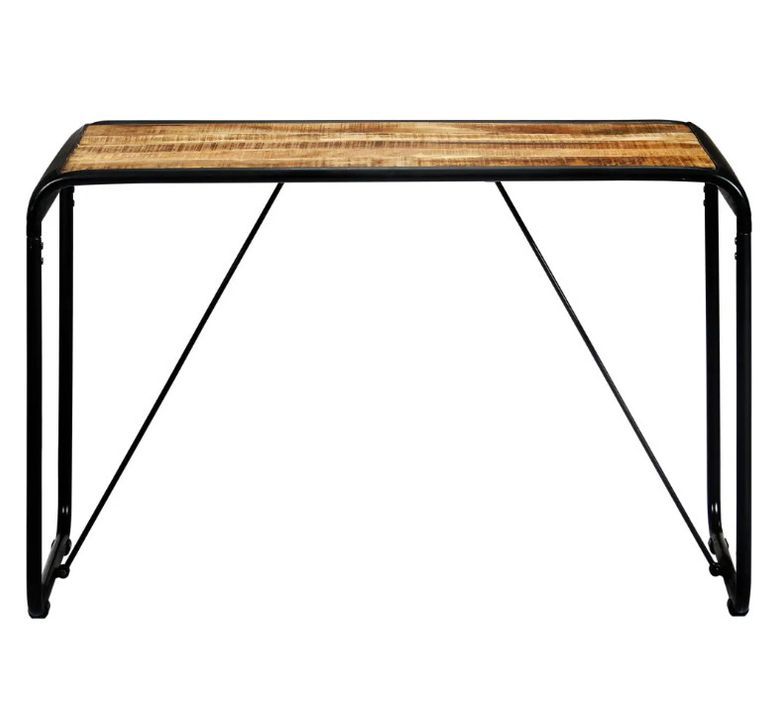 Table à manger rectangulaire manguier massif clair et métal noir Illico 118 cm - Photo n°2