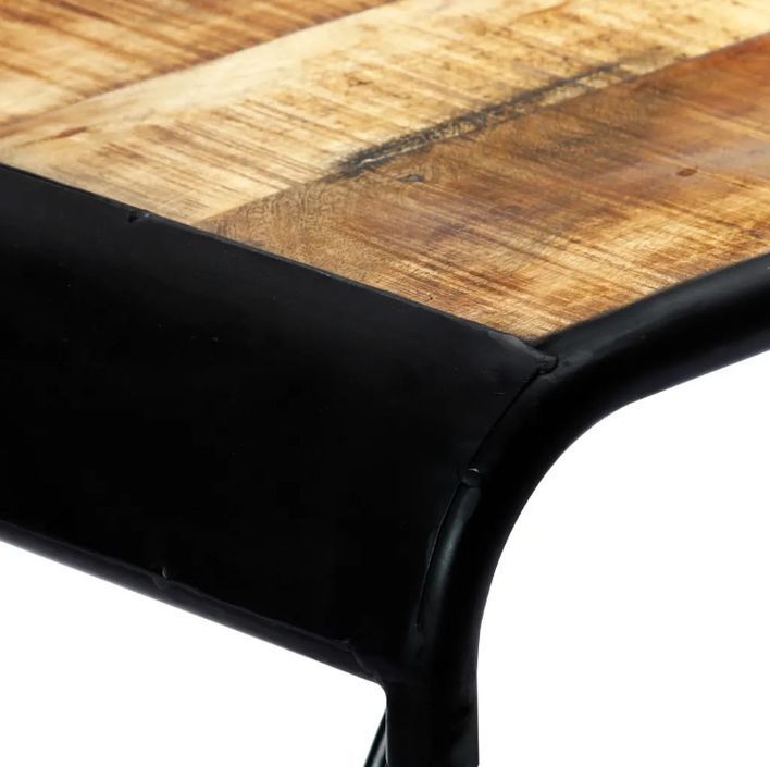 Table à manger rectangulaire manguier massif clair et métal noir Illico 118 cm - Photo n°5