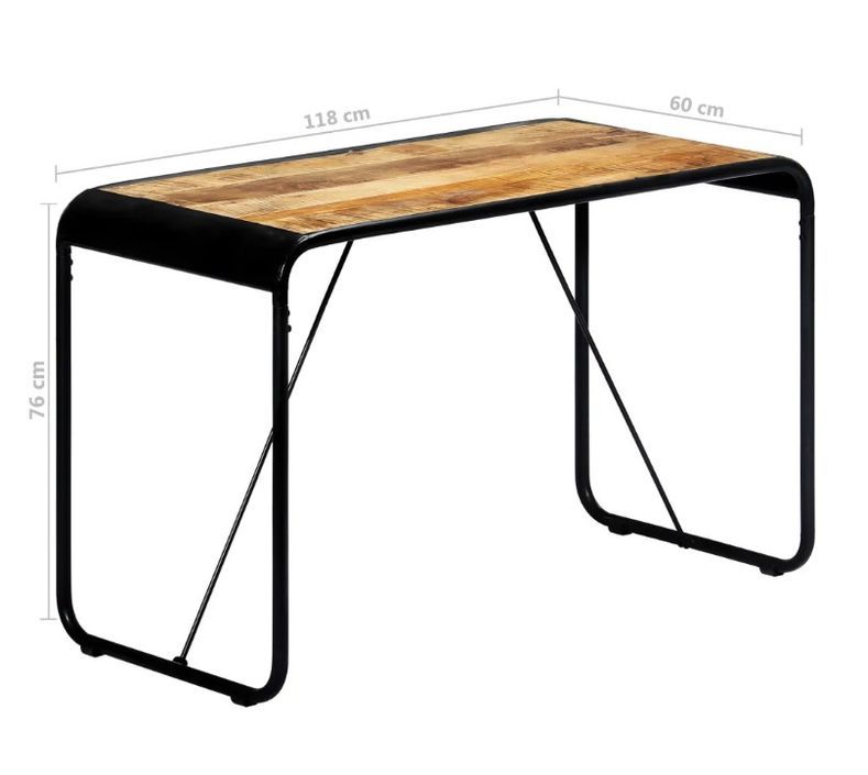 Table à manger rectangulaire manguier massif clair et métal noir Illico 118 cm - Photo n°6