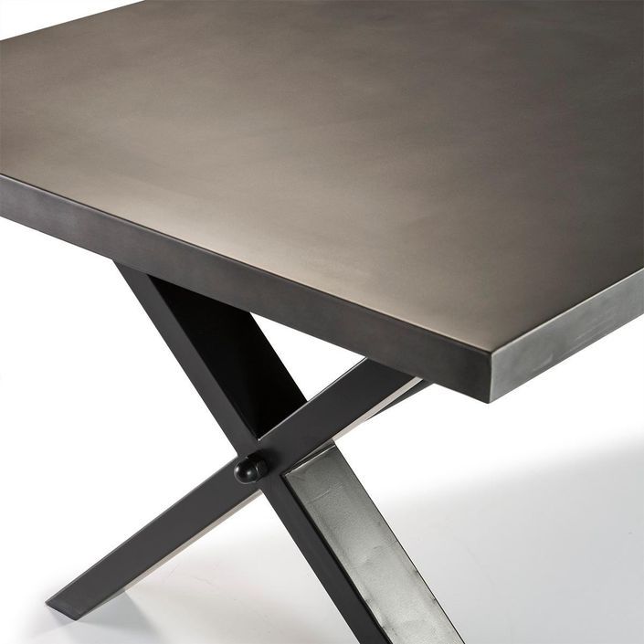 Table à manger rectangulaire métal noir 240 cm - Photo n°4