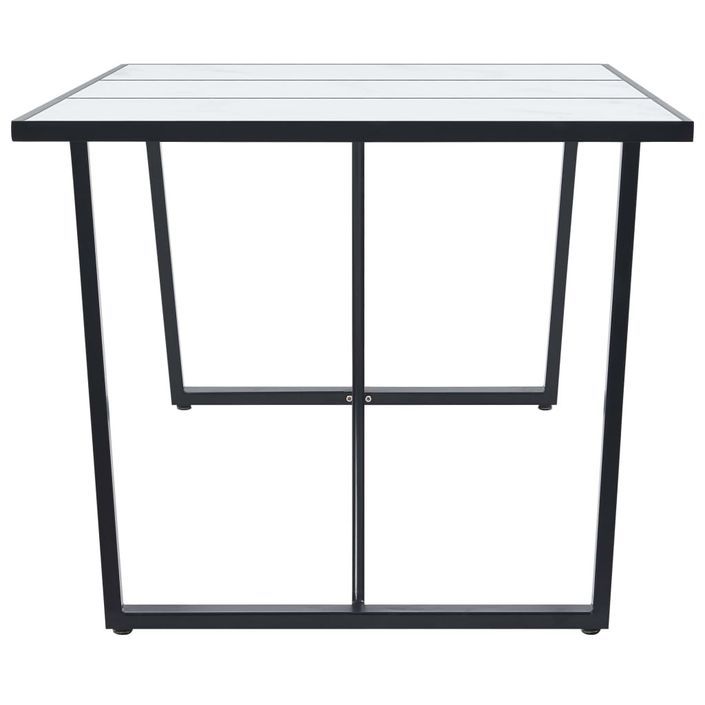 Table à manger rectangulaire métal noir et verre trempé blanc Kuto 180 cm - Photo n°2