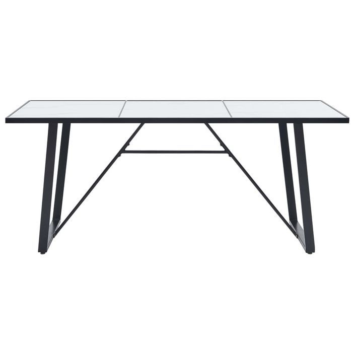 Table à manger rectangulaire métal noir et verre trempé blanc Kuto 180 cm - Photo n°5