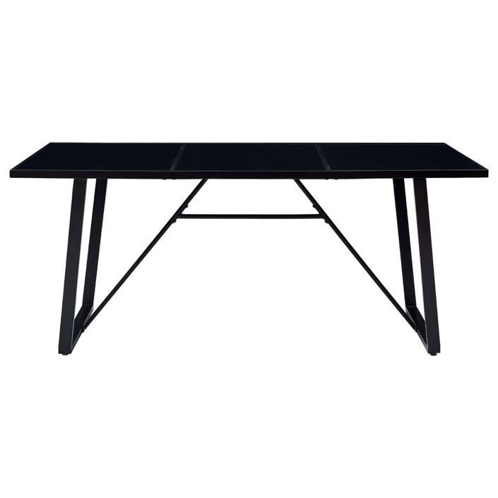 Table à manger rectangulaire métal noir et verre trempé noir Kuto 180 cm - Photo n°5