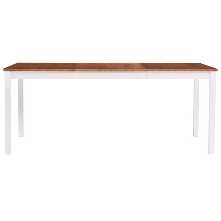Table à manger rectangulaire pin massif blanc et marron Sadou 180 cm - Photo n°2