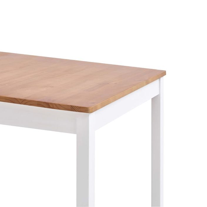 Table à manger rectangulaire pin massif blanc et marron Sadou 180 cm - Photo n°4