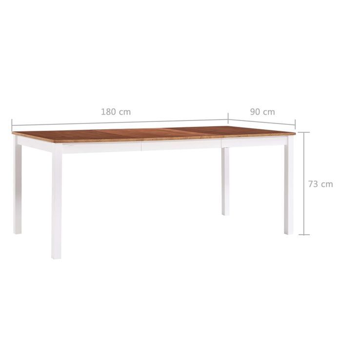 Table à manger rectangulaire pin massif blanc et marron Sadou 180 cm - Photo n°5