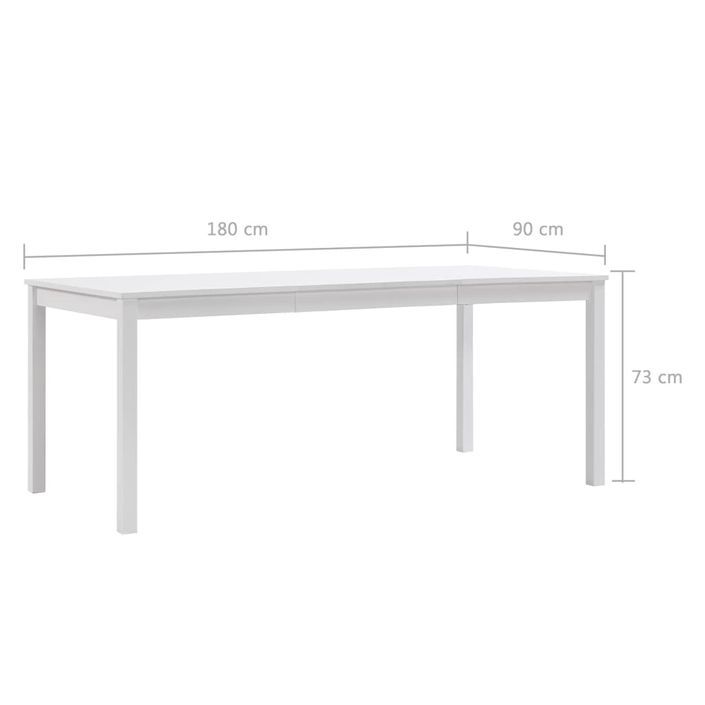 Table à manger rectangulaire pin massif blanc Sadou 180 cm - Photo n°5