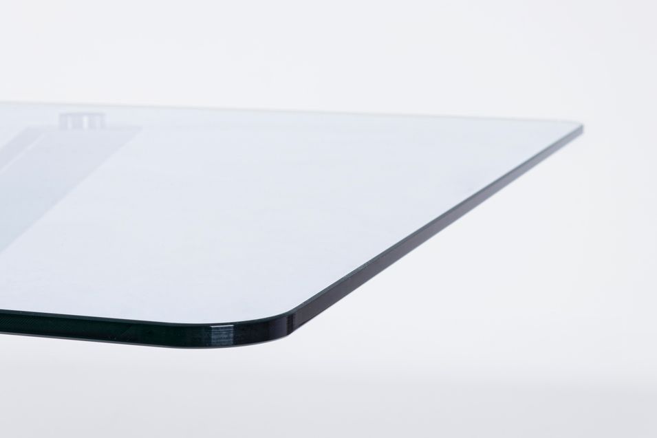 Table à manger rectangulaire verre trempé et acier blanc Agno 160 cm - Photo n°4