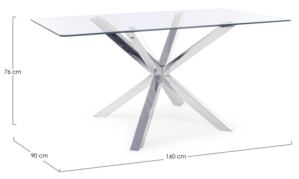 Table à manger rectangulaire verre trempé et acier chromé Agno 160 cm - Photo n°3