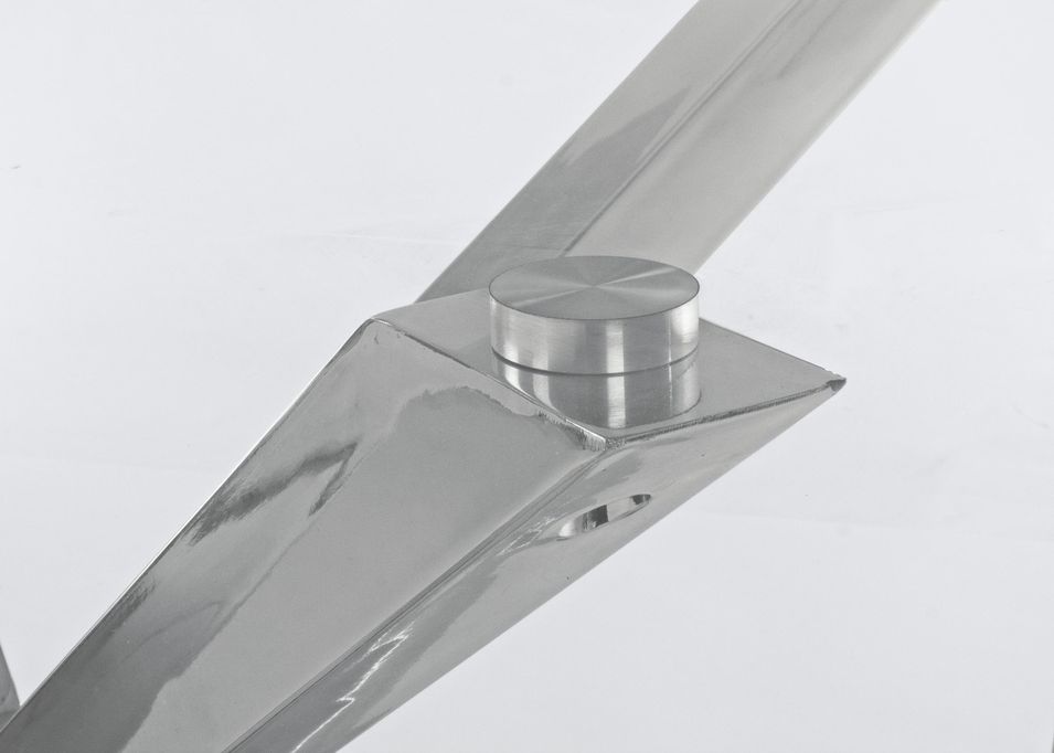 Table à manger rectangulaire verre trempé et acier chromé Agno 160 cm - Photo n°4