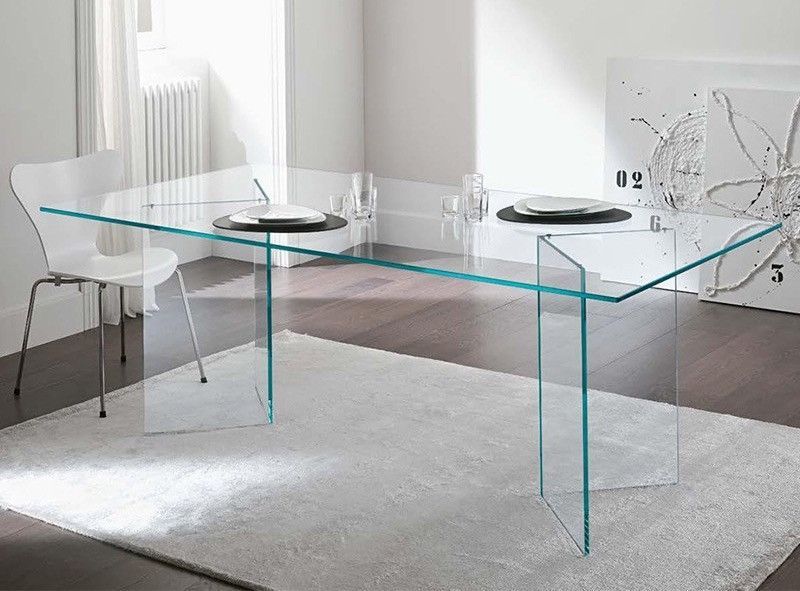 Table à manger rectangulaire verre trempé Hasmi 180 cm - Photo n°1