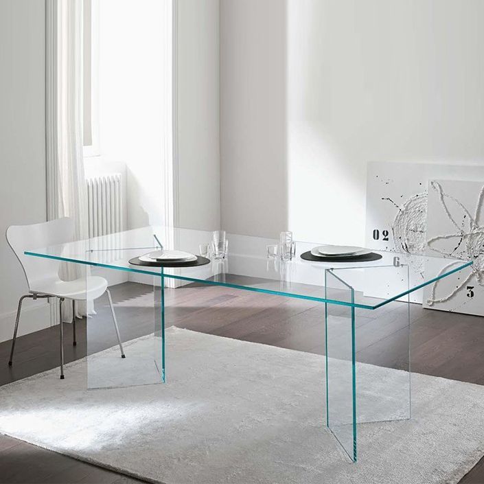 Table à manger rectangulaire verre trempé Hasmi 200 cm - Photo n°3