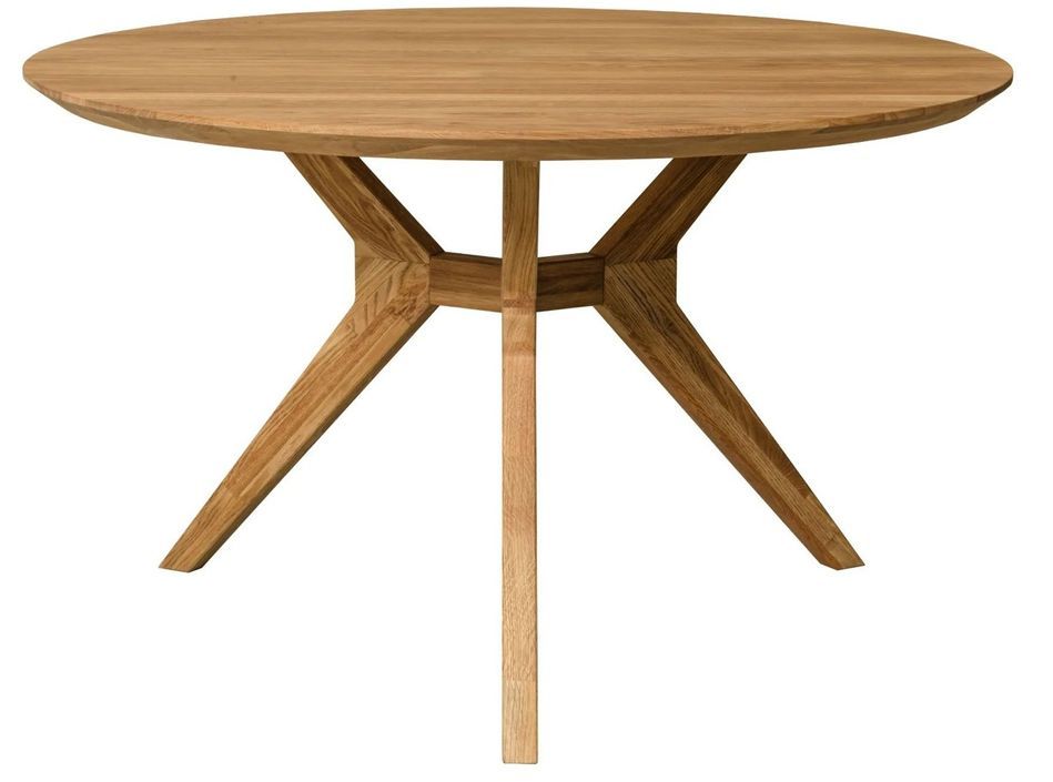 Table à manger ronde 105 cm en bois de chêne massif Rodak - Photo n°1