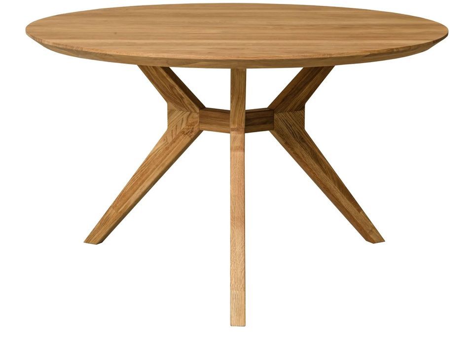Table à manger ronde 120 cm en bois de chêne massif Rodak - Photo n°1