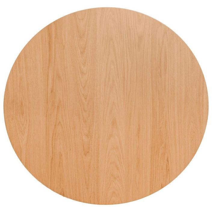Table à manger ronde bois d'hévéa avec placage chêne Askin 100 cm - Photo n°3