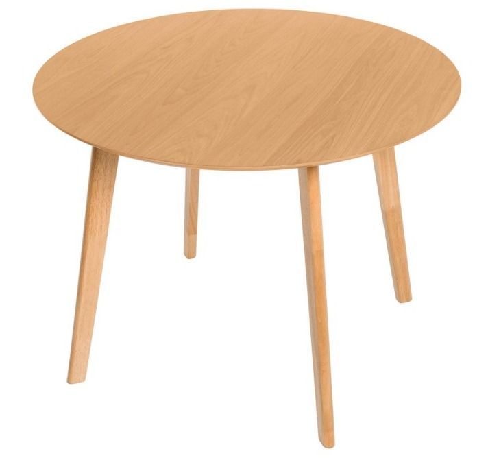 Table à manger ronde bois d'hévéa avec placage chêne Askin 100 cm - Photo n°4