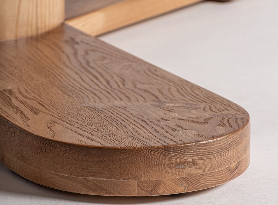 Table à manger ronde bois de chêne et pierre noir Rubha 150 cm - Photo n°5
