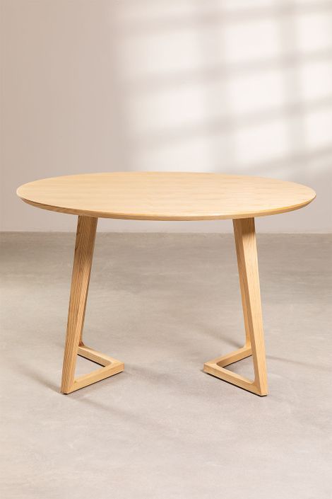 Table à manger ronde bois de Frêne clair Karene 120 cm - Photo n°4