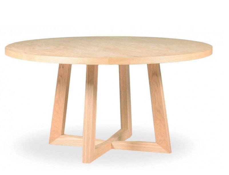 Table à manger ronde bois de frêne clair Tima 150 cm - Photo n°1