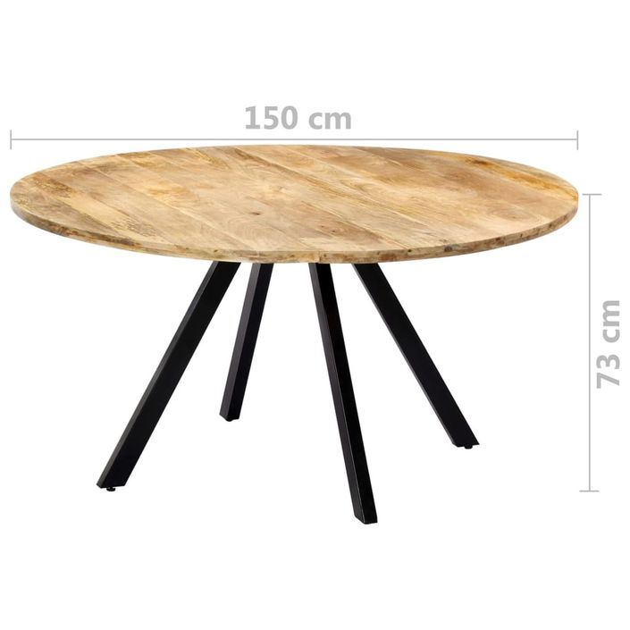 Table à manger ronde bois de manguier et fer noir Fog 150 cm - Photo n°3
