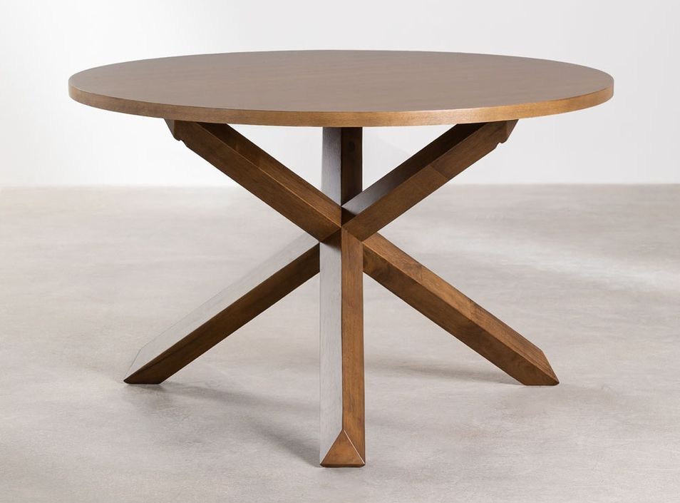 Table à manger ronde bois marron Karene 120 cm - Photo n°1