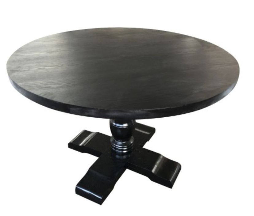 Table à manger ronde bois massif noir Arcco - Photo n°1