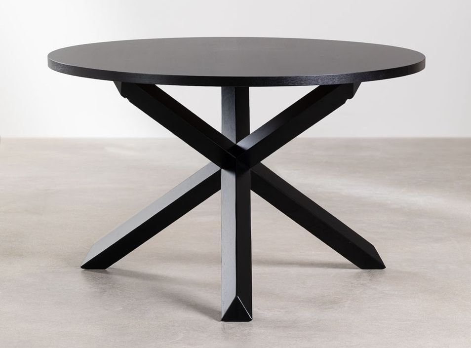 Table à manger ronde bois noir Karene 120 cm - Photo n°1