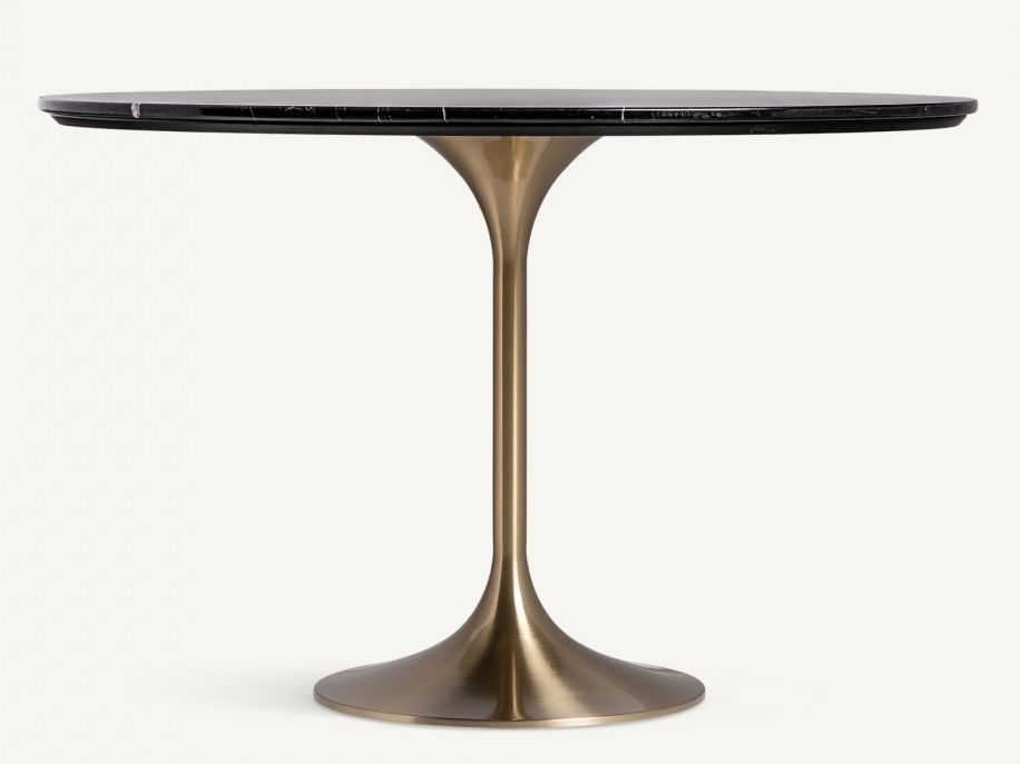 Table à manger ronde céramique et pied acier doré style art déco Korne - Photo n°4
